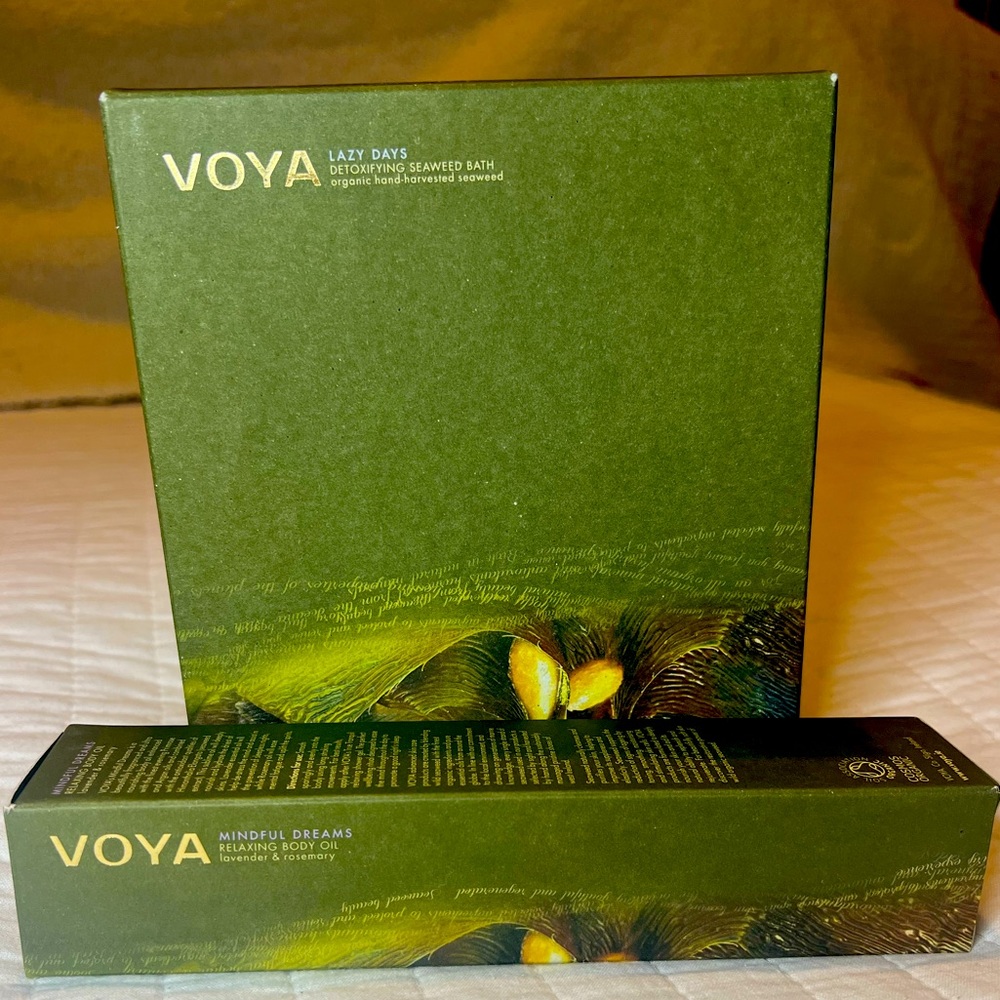 Voya Lazy Days Detoxifying Seaweed Bath. Voya Mindful Dreams Relaxing Body Oil